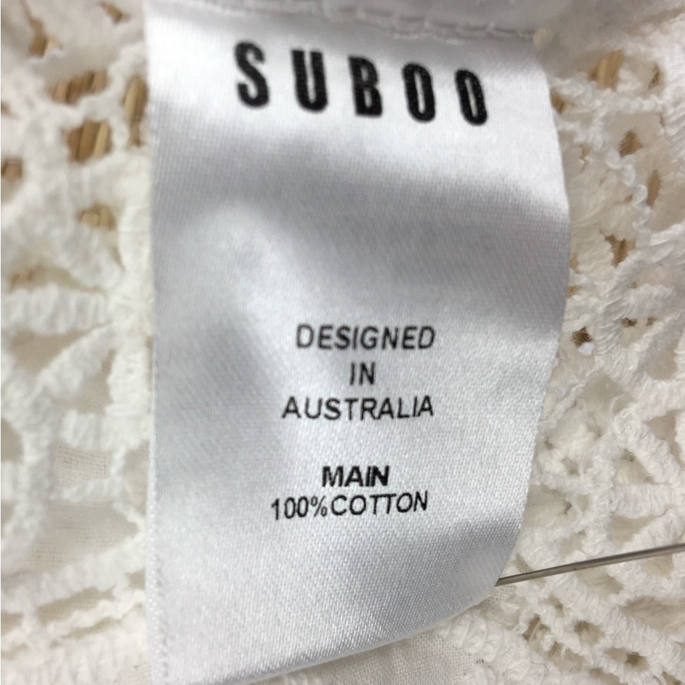SUB00 Australia 100% Cotton Lace Butterfly Sleeve Top Blouse Size L - Picture 9 of 11